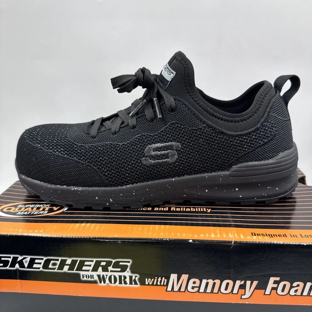 SKECHERS 108033 Women's Bulklin Balran Composite Toe Work Shoe Black Size 7.5